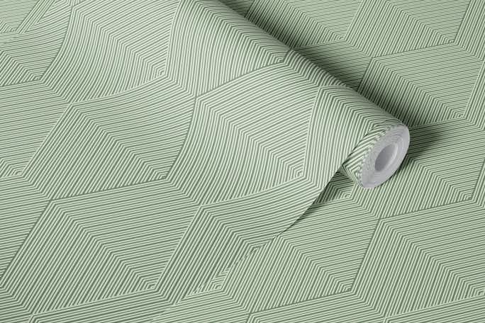 Modern tonal high relief hexagon – greenwallpaper roll