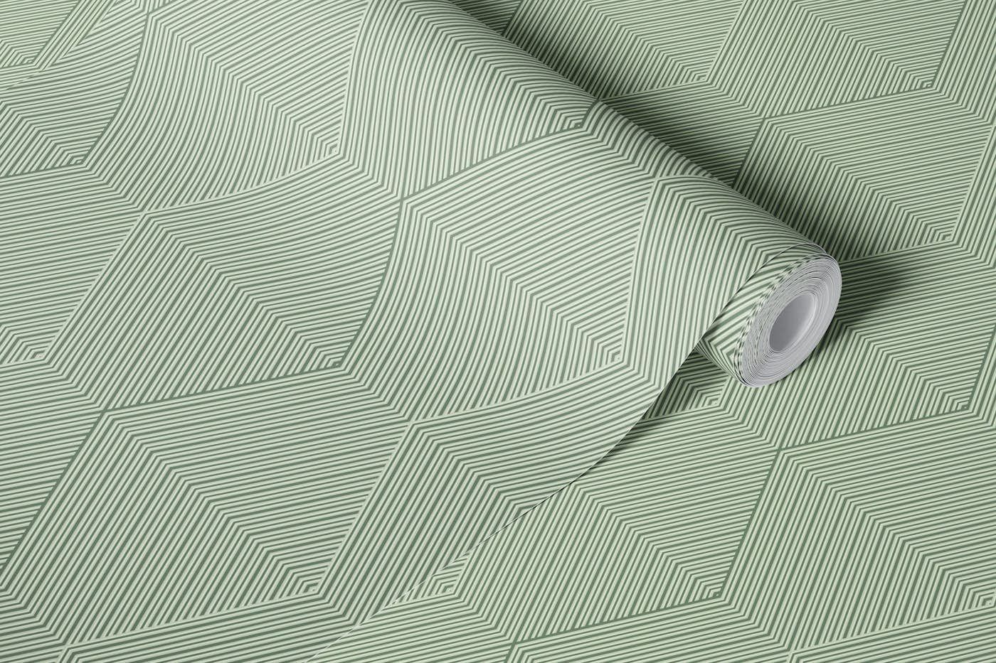 Modern tonal high relief hexagon – green wallpaper roll