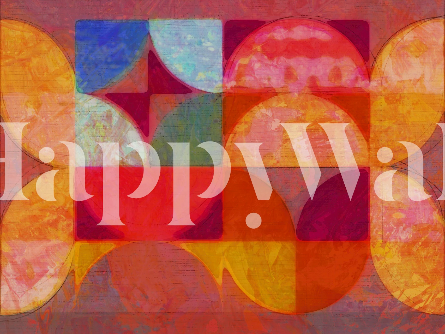 Crazy Bauhaus Grunge Art wallpaper in a room