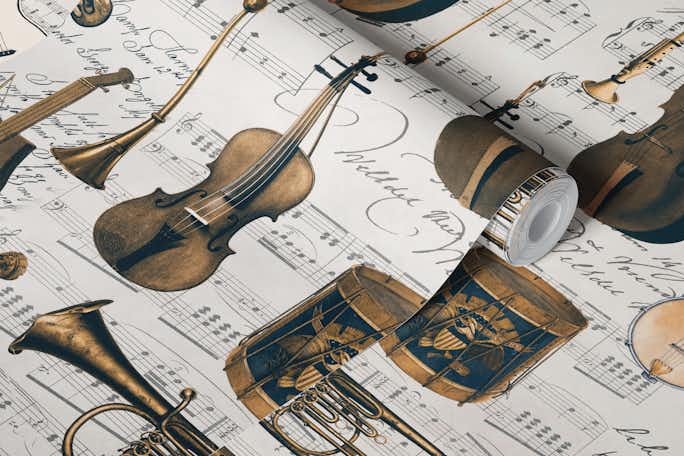 Classic Music Instruments And Noteswallpaper roll