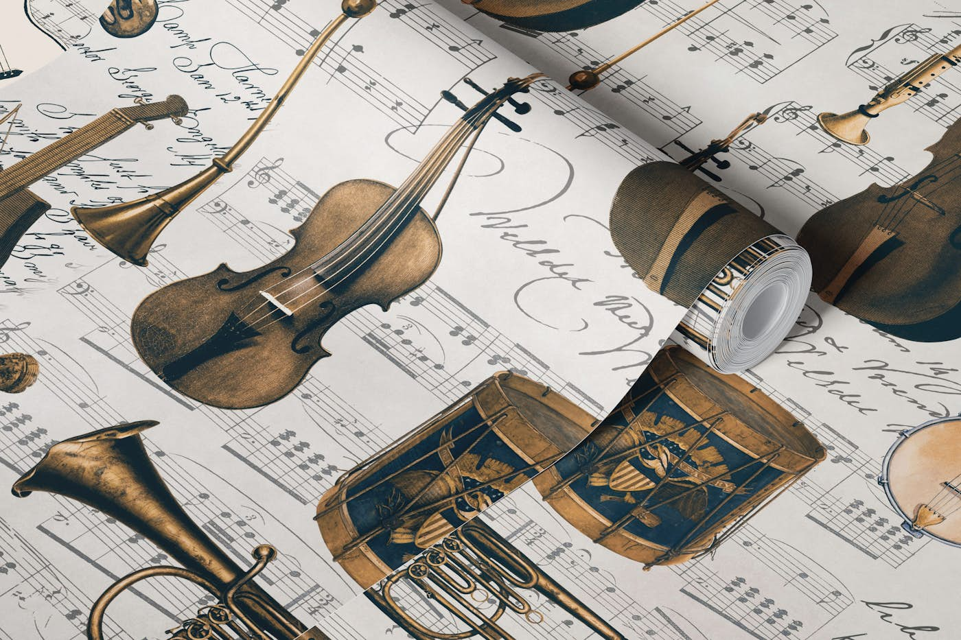 Classic Music Instruments And Notes wallpaper roll