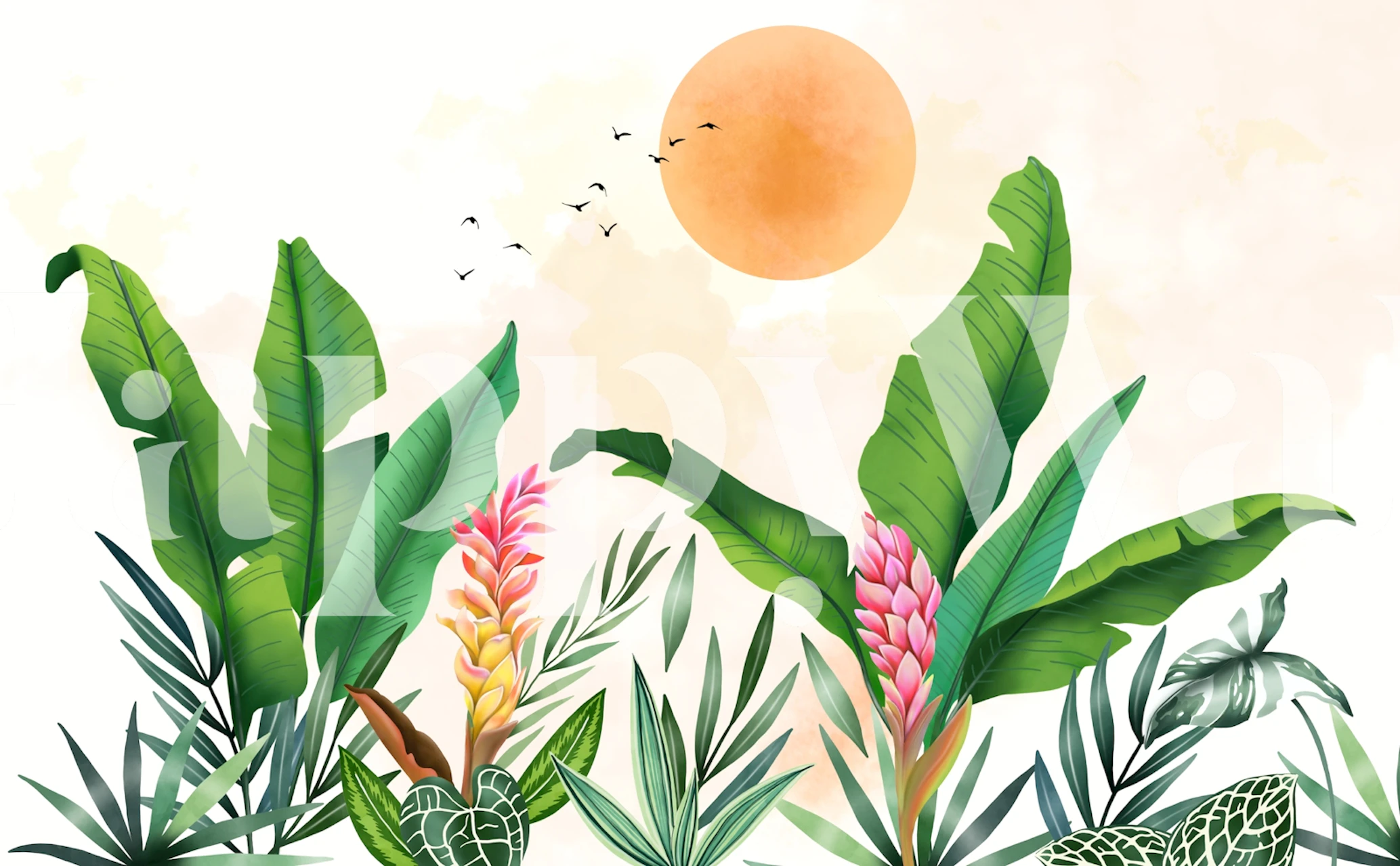 Tropical paradise digital painting w pokoju