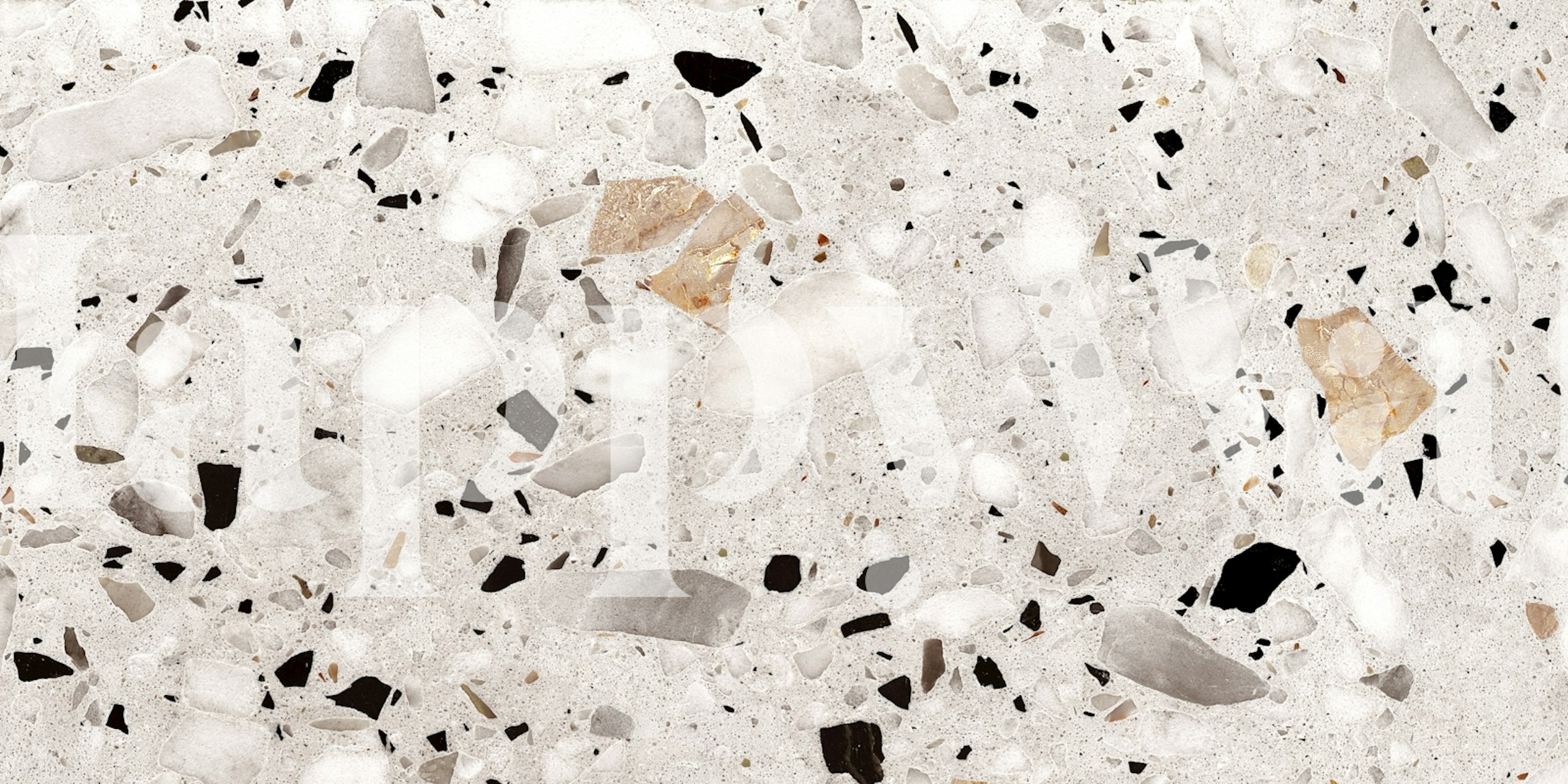 Gray silver natural terrazzo wallpaper in einem Raum