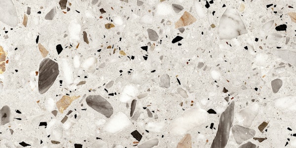 GRAY SILVER NATURAL TERRAZO WALLPAPER