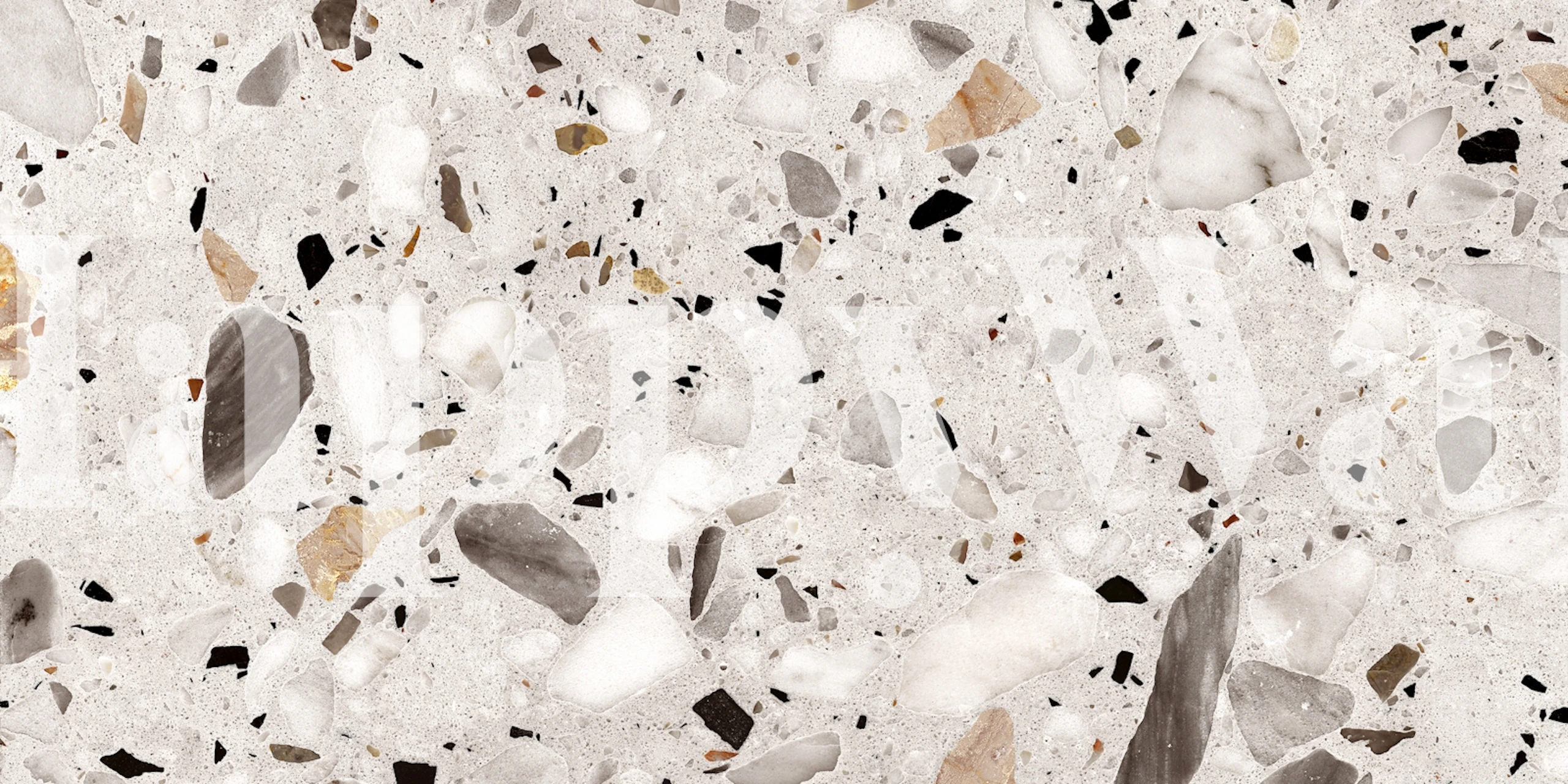 Gray silver natural terrazzo wallpaper in a room