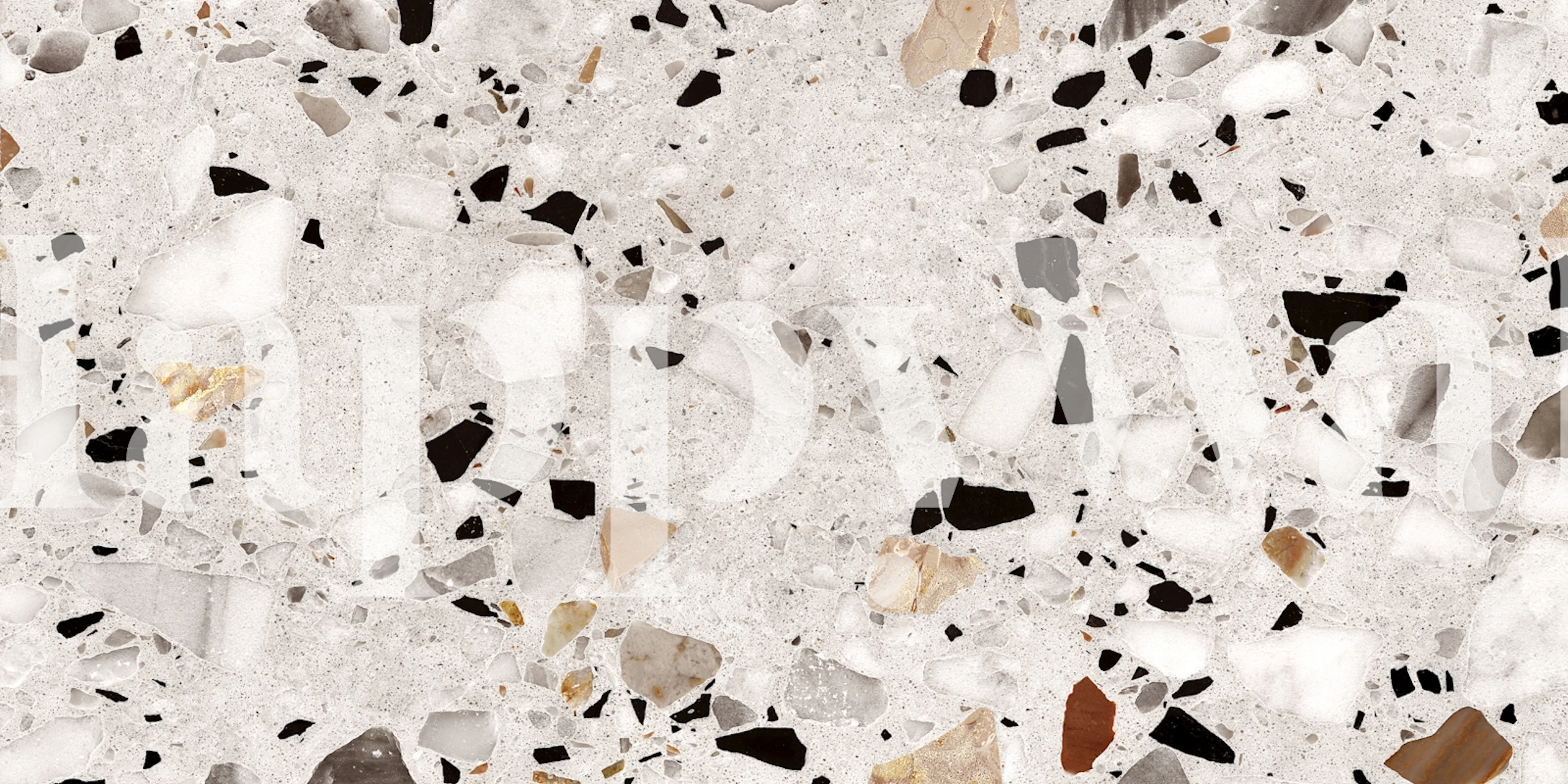 Terrazzo pattern with silver, beige, and black elements wallpaper