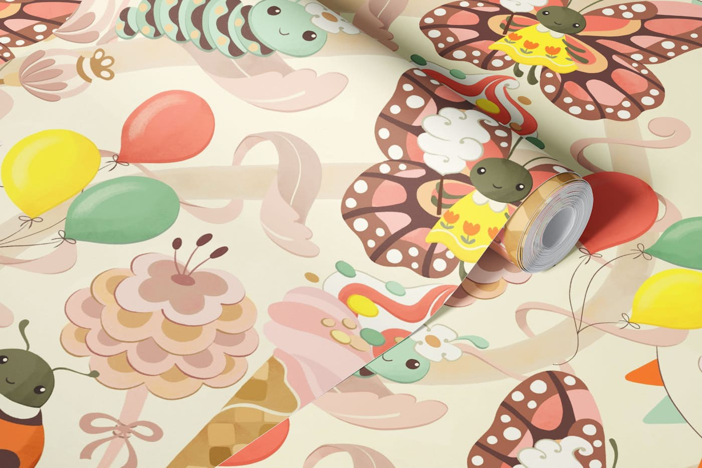 Whimsical fun party wallpaper roll