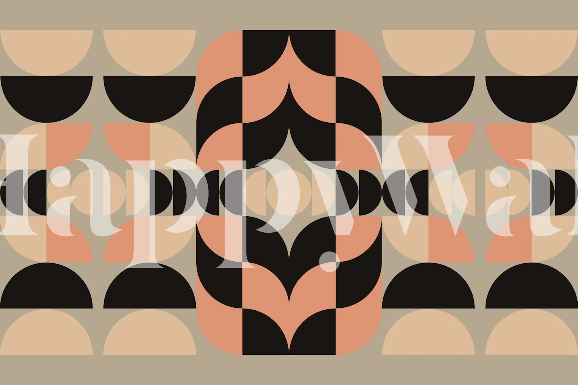 Fototapeta Mid Century Bauhaus Geo Composition przedstawiająca geometryczne kształty i stonowaną paletę kolorów