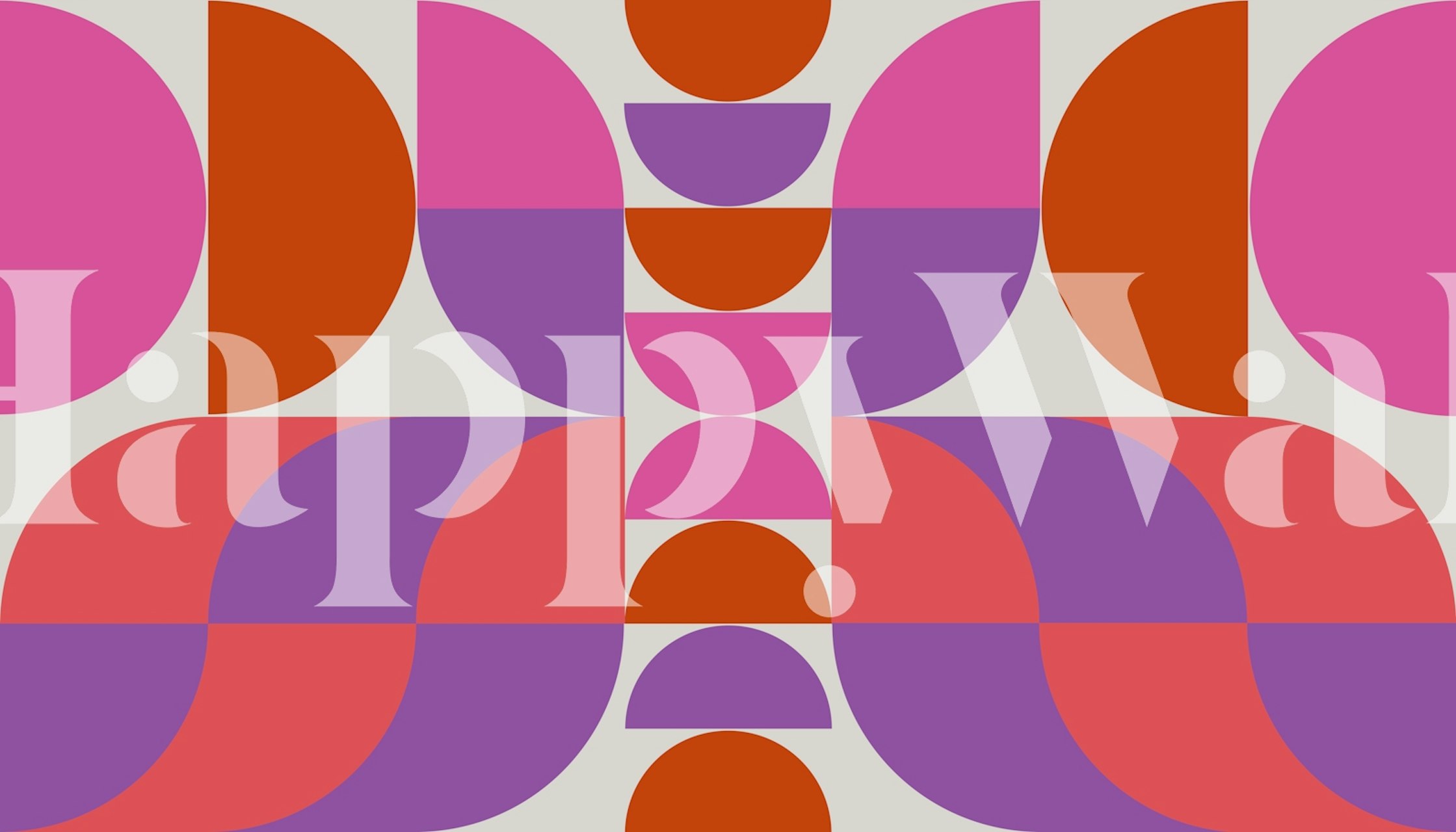 Carta da parati geometrica retrò anni '70 con un vivace design arancione, rosa e viola