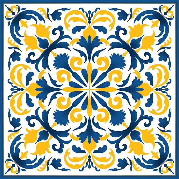 Yellow and Blue Ceramic tile 3