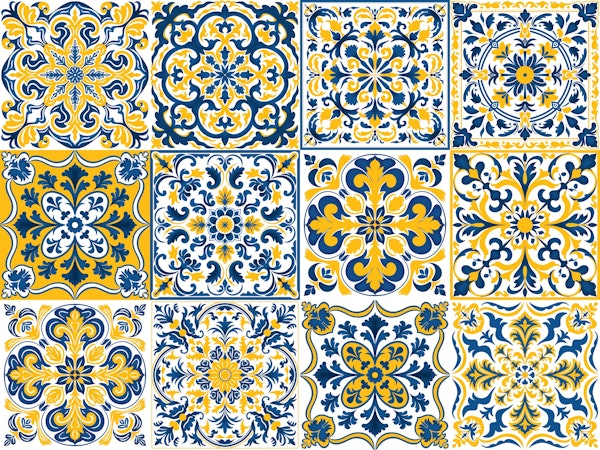 Mixed Ceramic Tiles 1 - Yellow and Blue