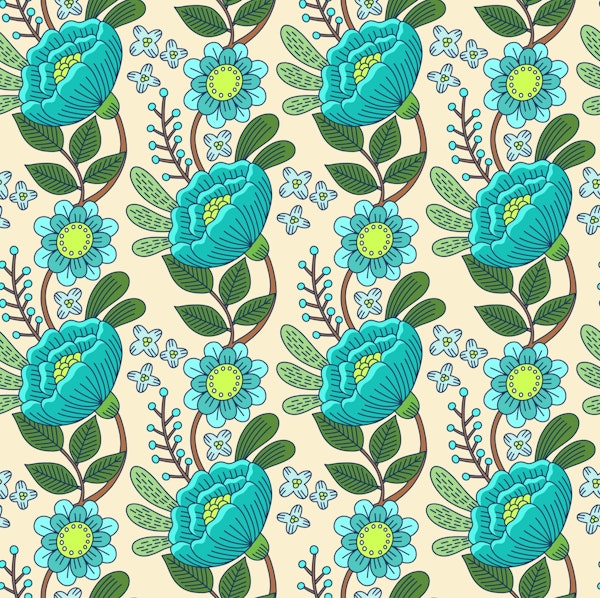 Alice Flowers Turquoise