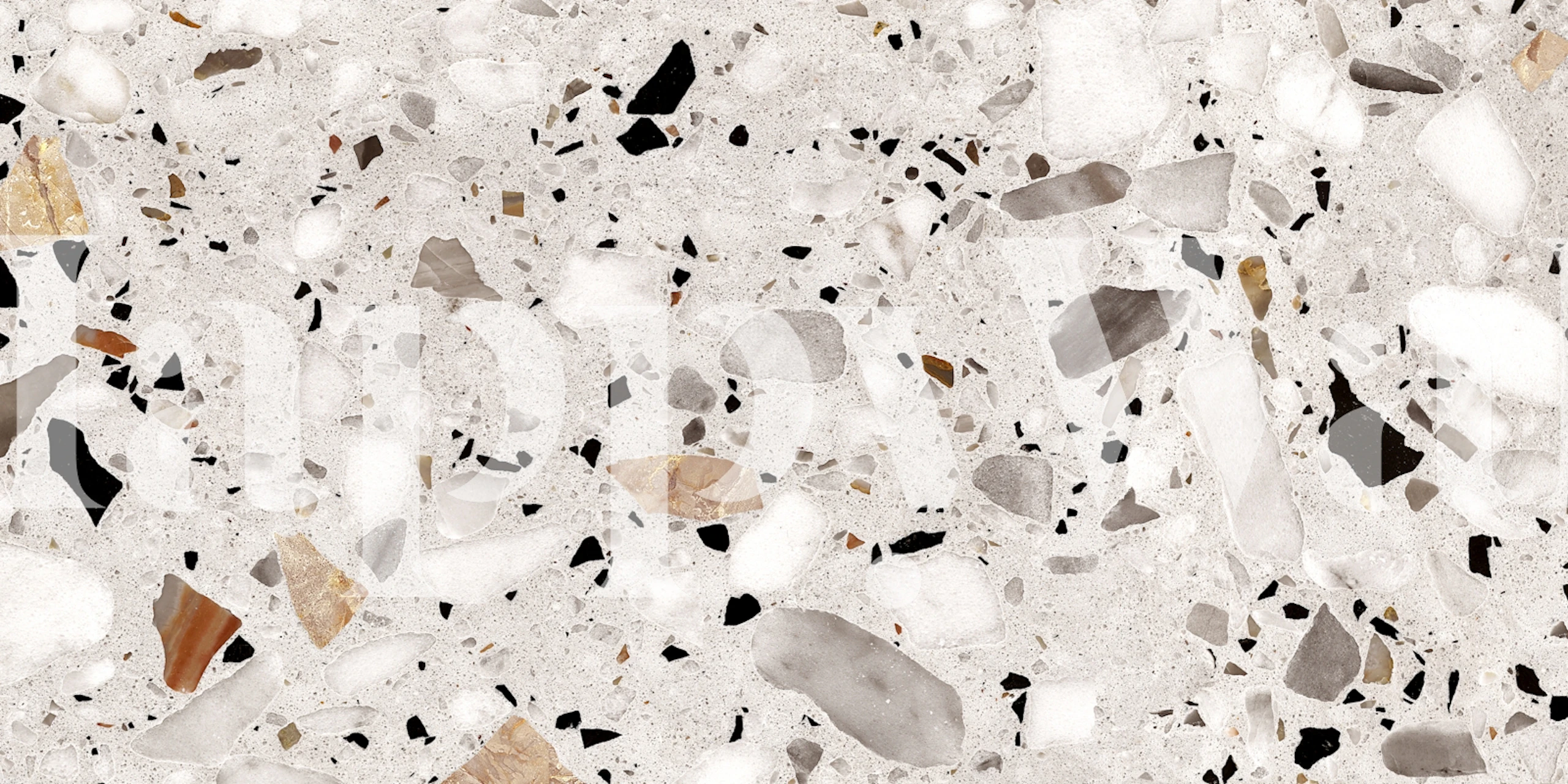 Terrazzo Multi, Chalk wallpaper displayed in a room