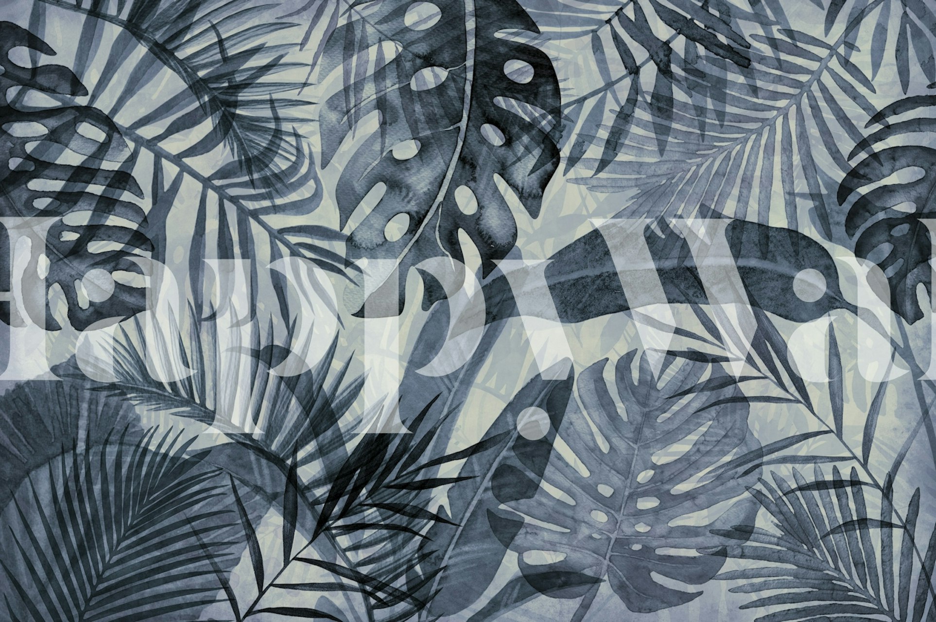 Blue jungle tropical monstera palm leaves wallpaper