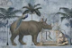 The Rhino Kingdom Vintage Illustration Blue