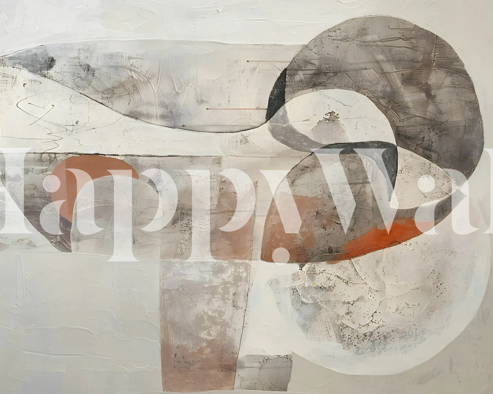 Papier peint mural minimaliste abstrait avec des tons neutres et des formes subtiles