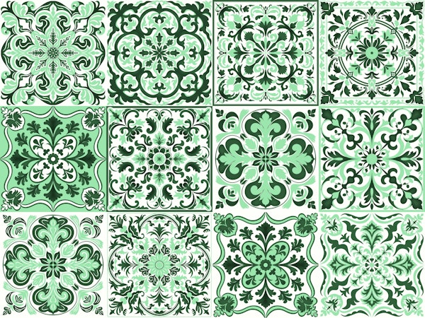 Mixed Ceramic Tiles 3 - Green
