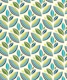Bunch of Retro Flowers in Green and Turquise