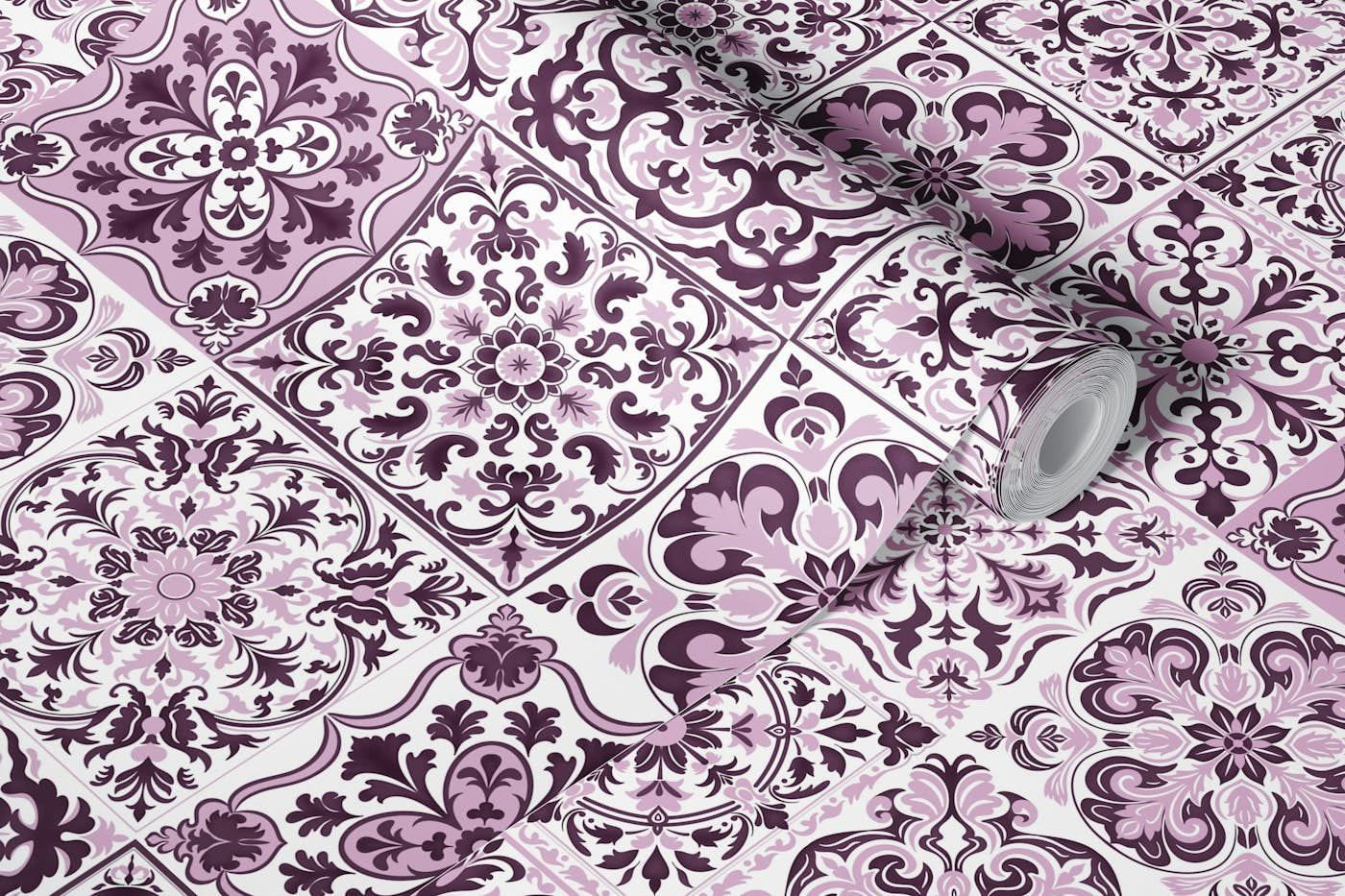 Mixed Ceramic Tiles 5 - Purple wallpaper roll