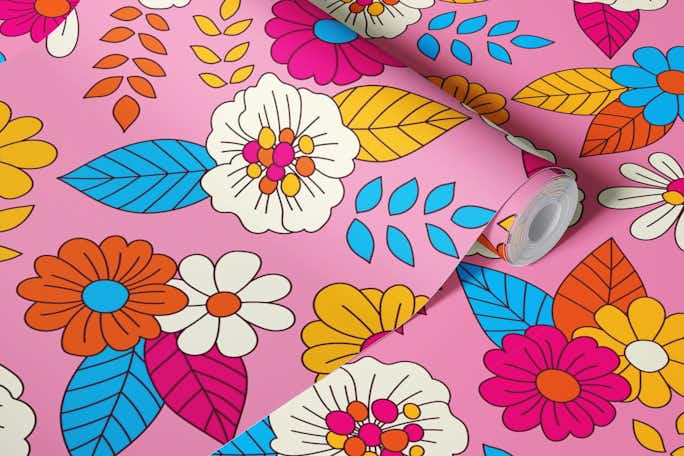 Portofino Flowers Pinkwallpaper roll