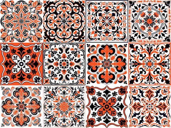 Mixed Ceramic Tiles 6 - Orange and Black