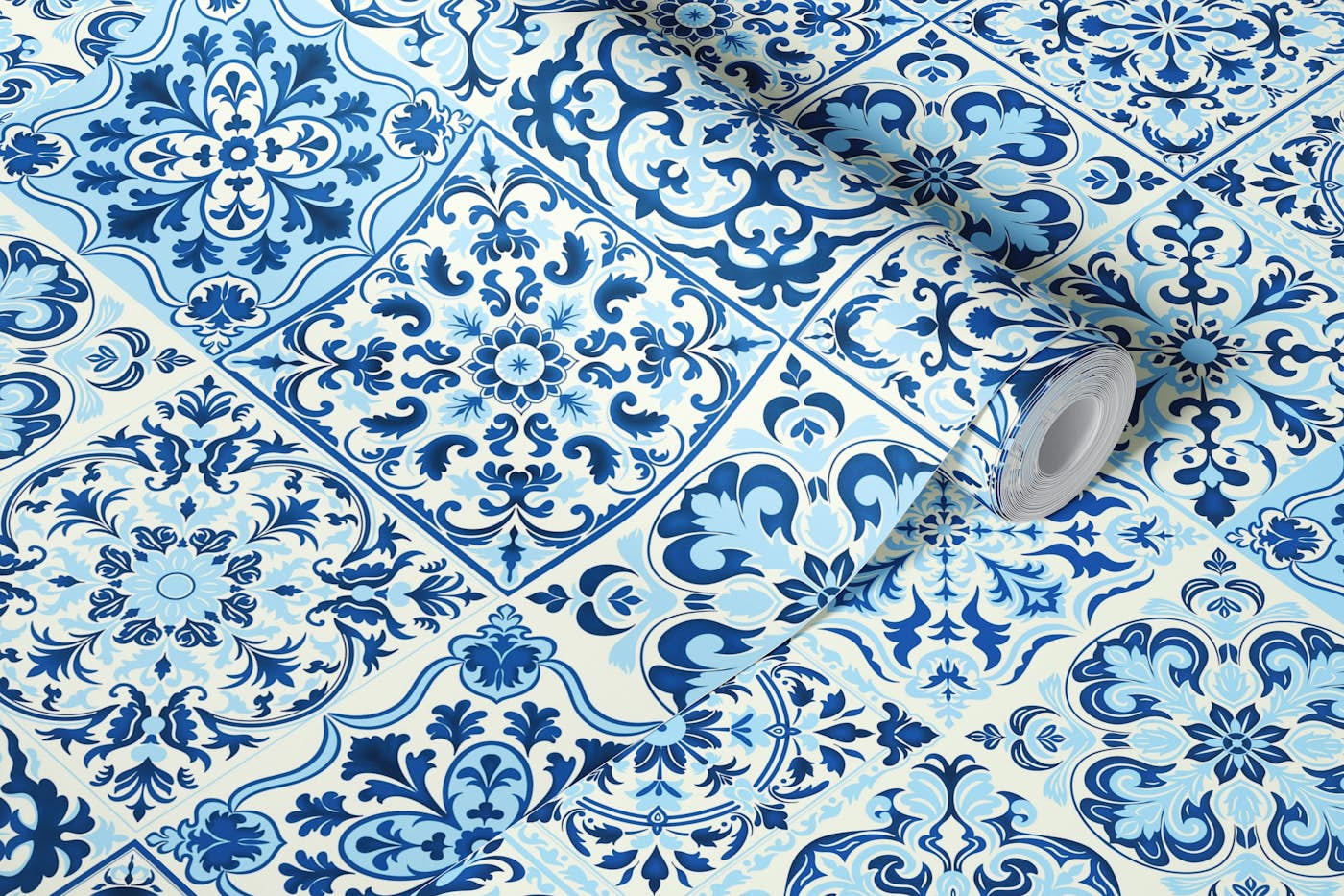 Mixed Ceramic Tiles 8 - Blue wallpaper roll