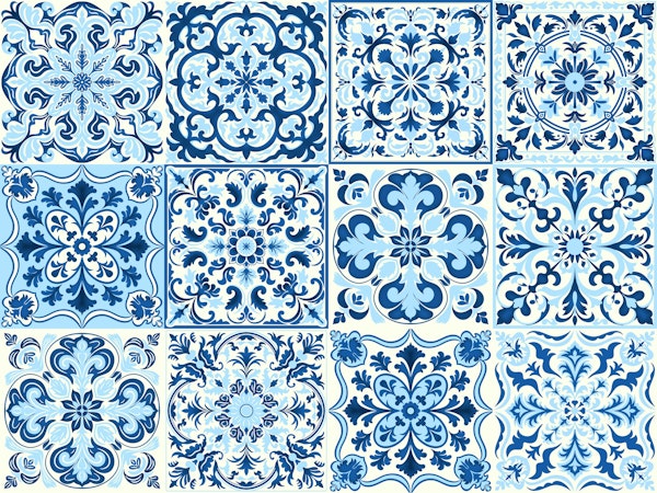 Mixed Ceramic Tiles 8 - Blue