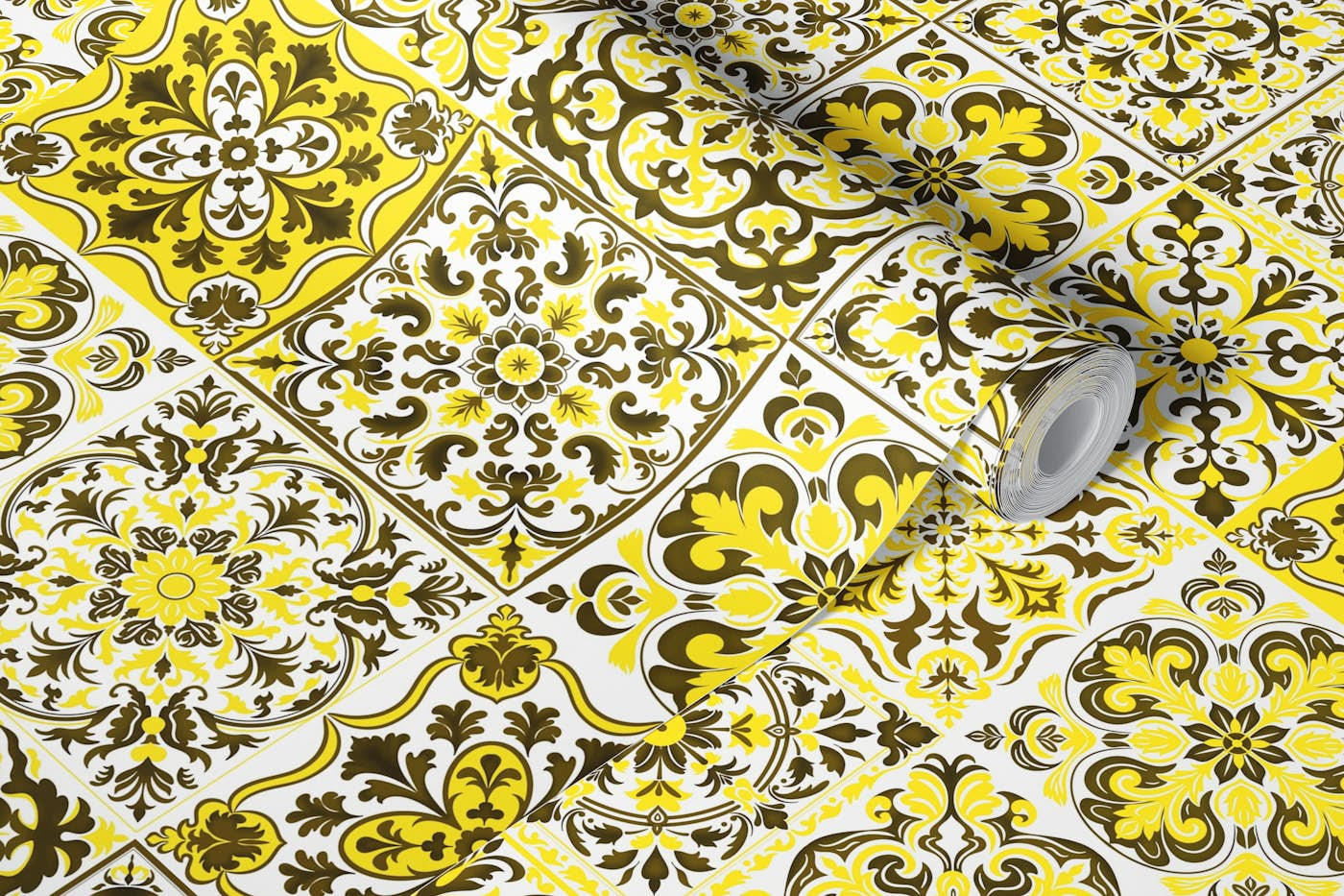 Mixed Ceramic Tiles 9 - Yellow wallpaper roll