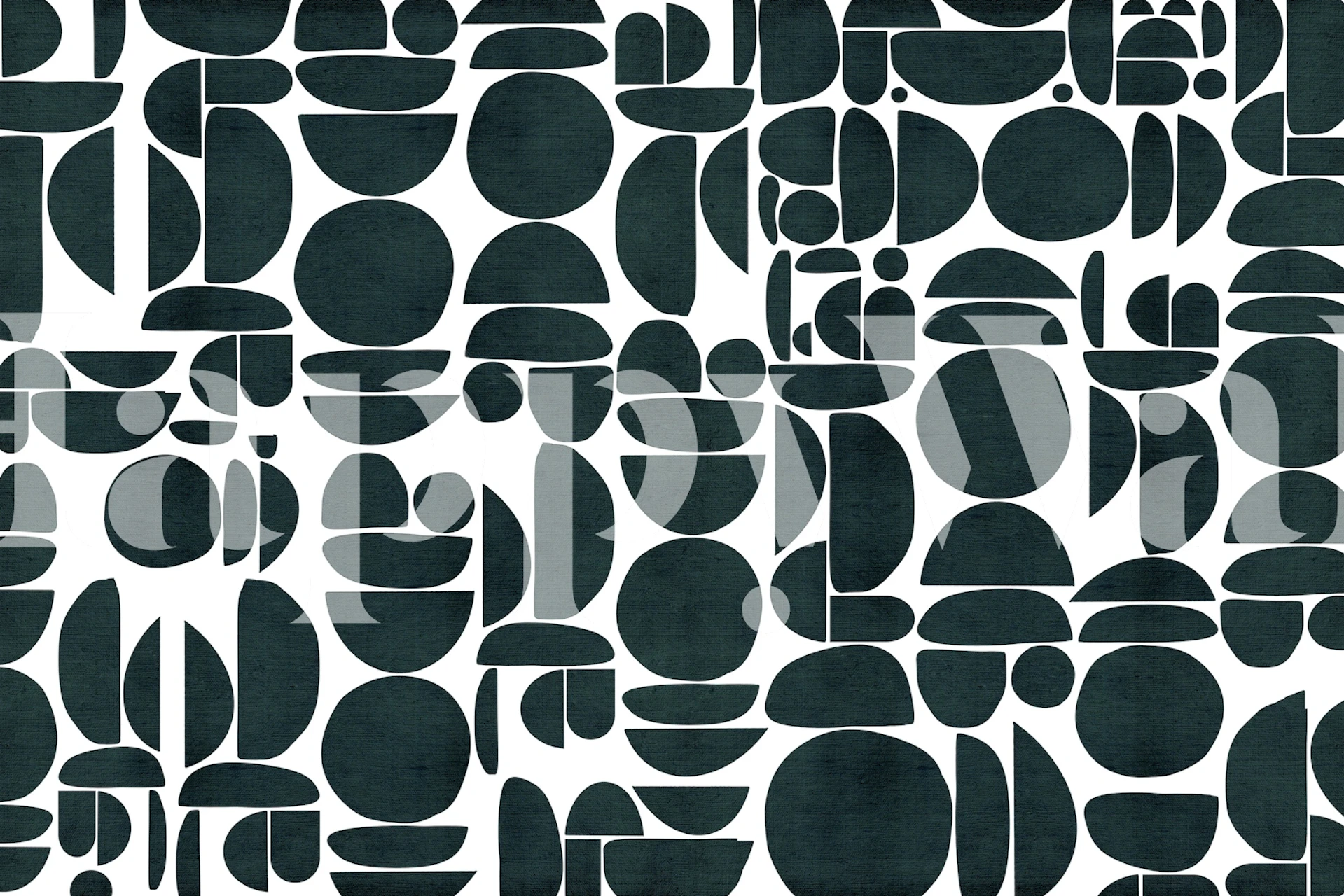 Bauhaus Teal Canvas Texture Cutout Geo wallpaper in a room