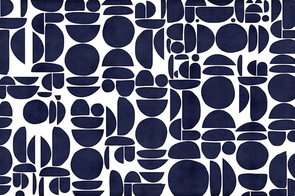 Bauhaus Blue Canvas Texture Cutout Geo