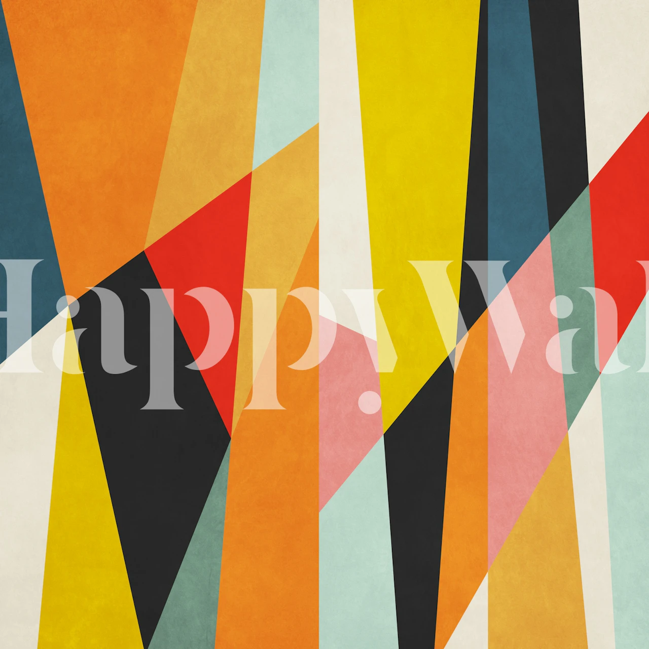 Modern geometric wallpaper design in room setting