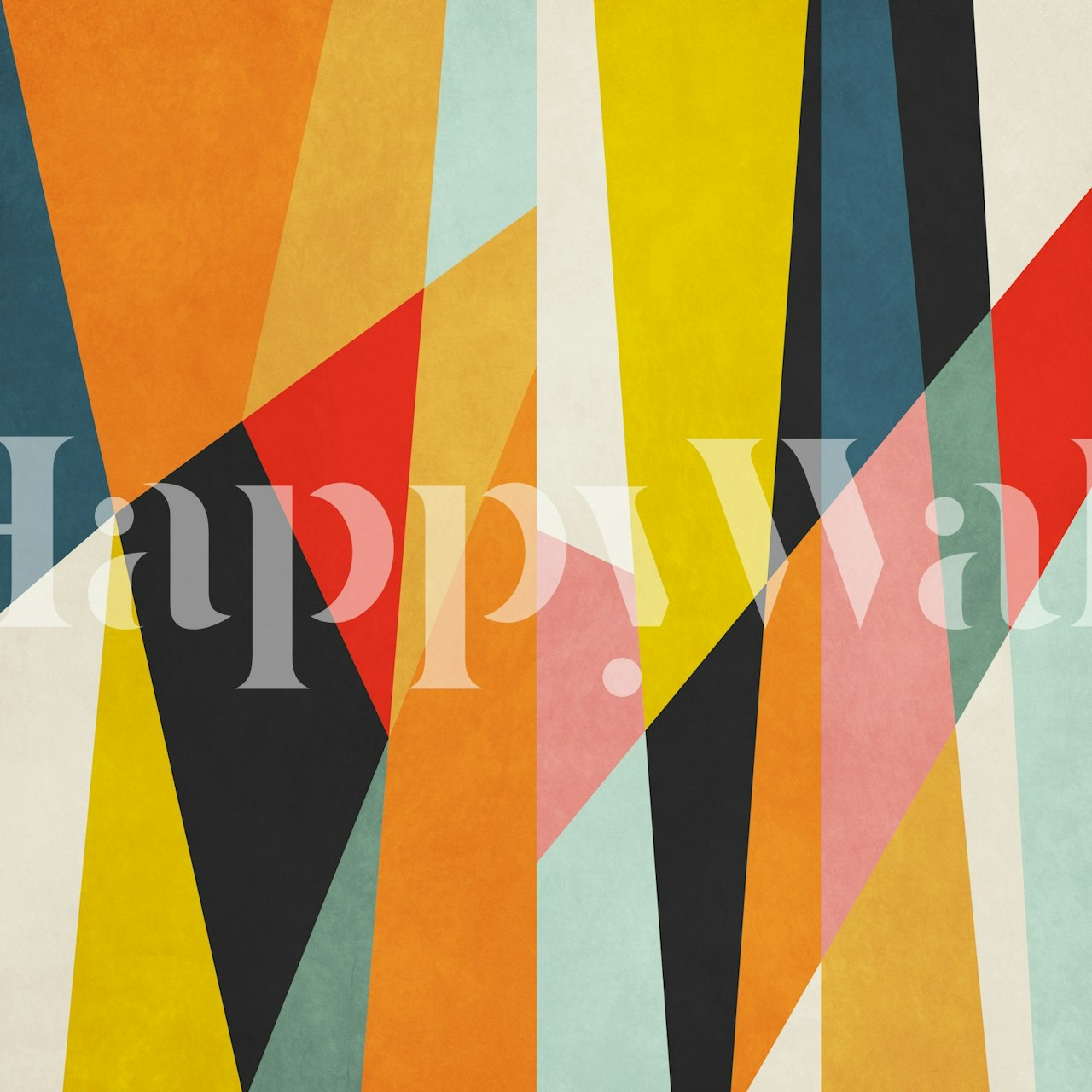 Modern geometric wallpaper design in room setting