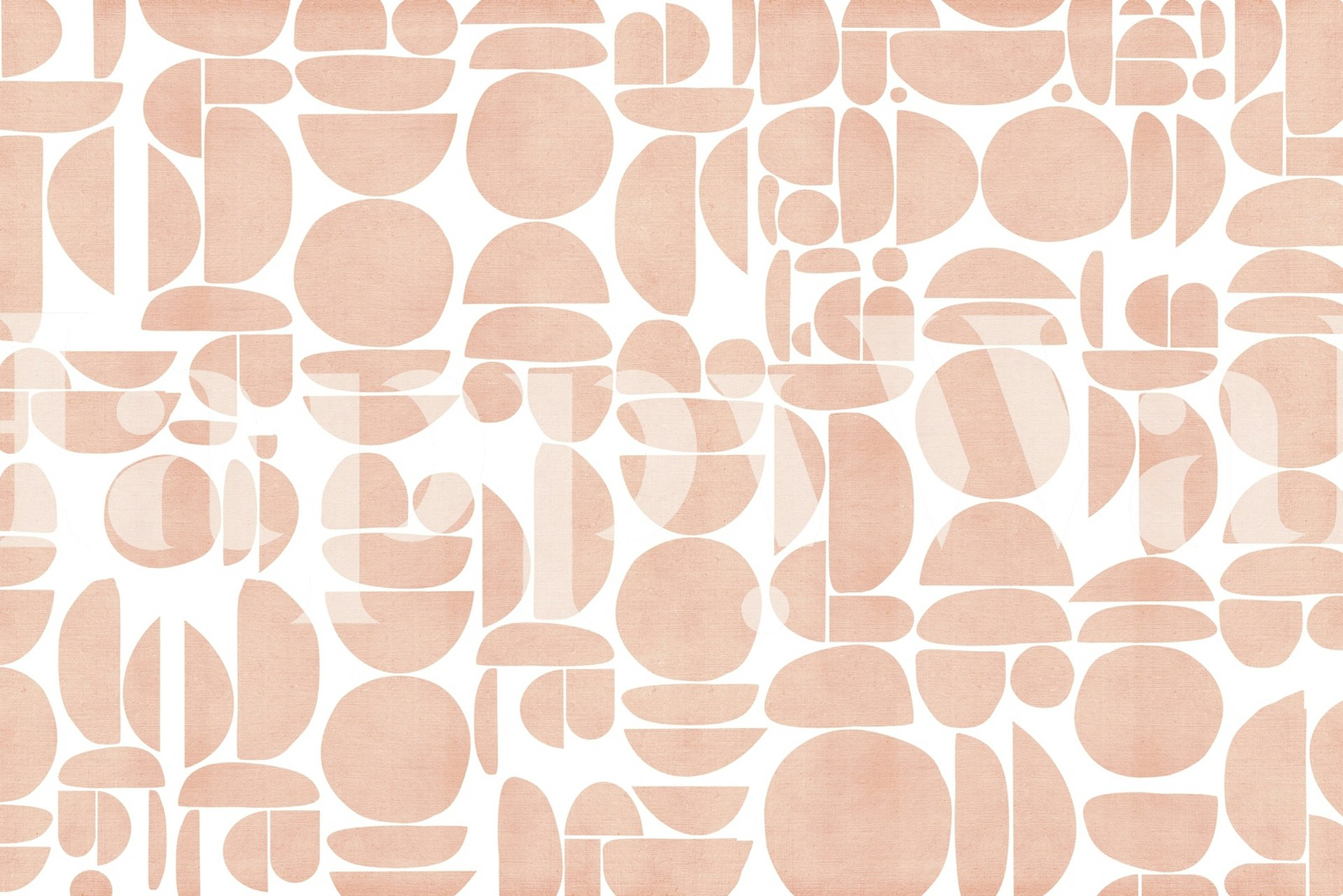 Peach fabric texture cutout geometry wallpaper in a room
