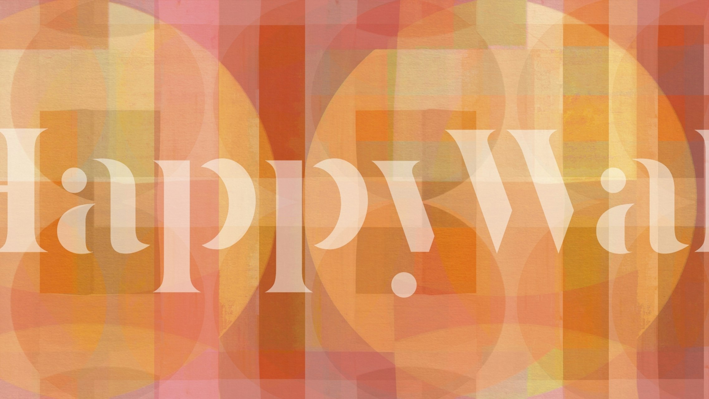 Op Bauhaus geïnspireerde muurschildering met eigentijdse cirkels en geometrische patronen in warme tinten