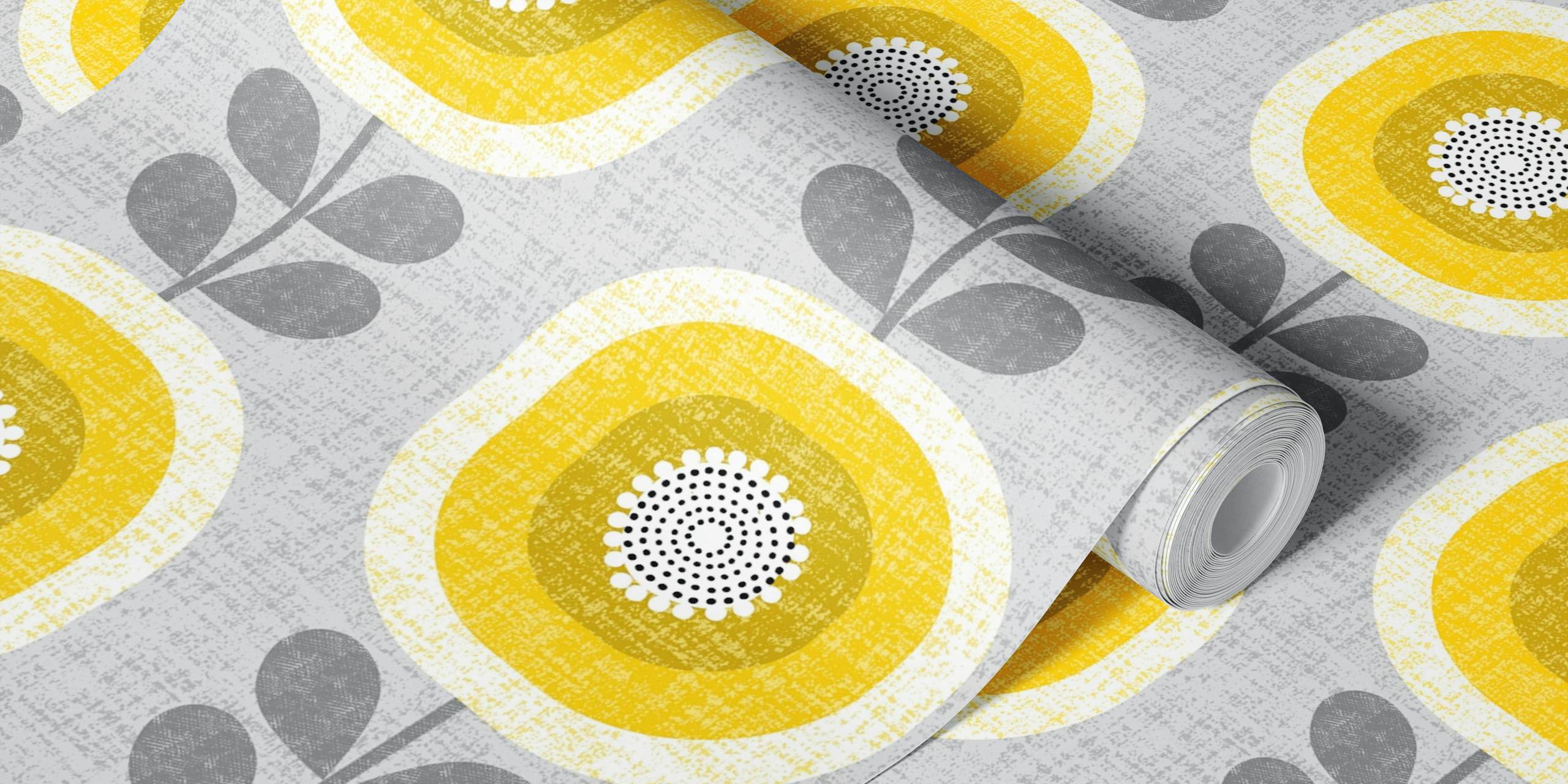 Tapeta Mid-century sunflowers v místnosti