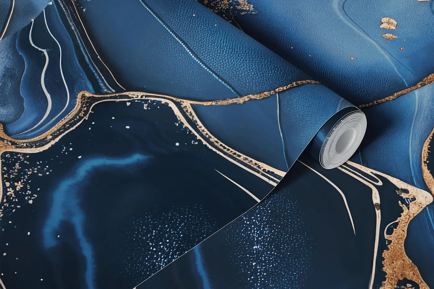 Magnific Marble Blue Gold Luxury wallpaper roll