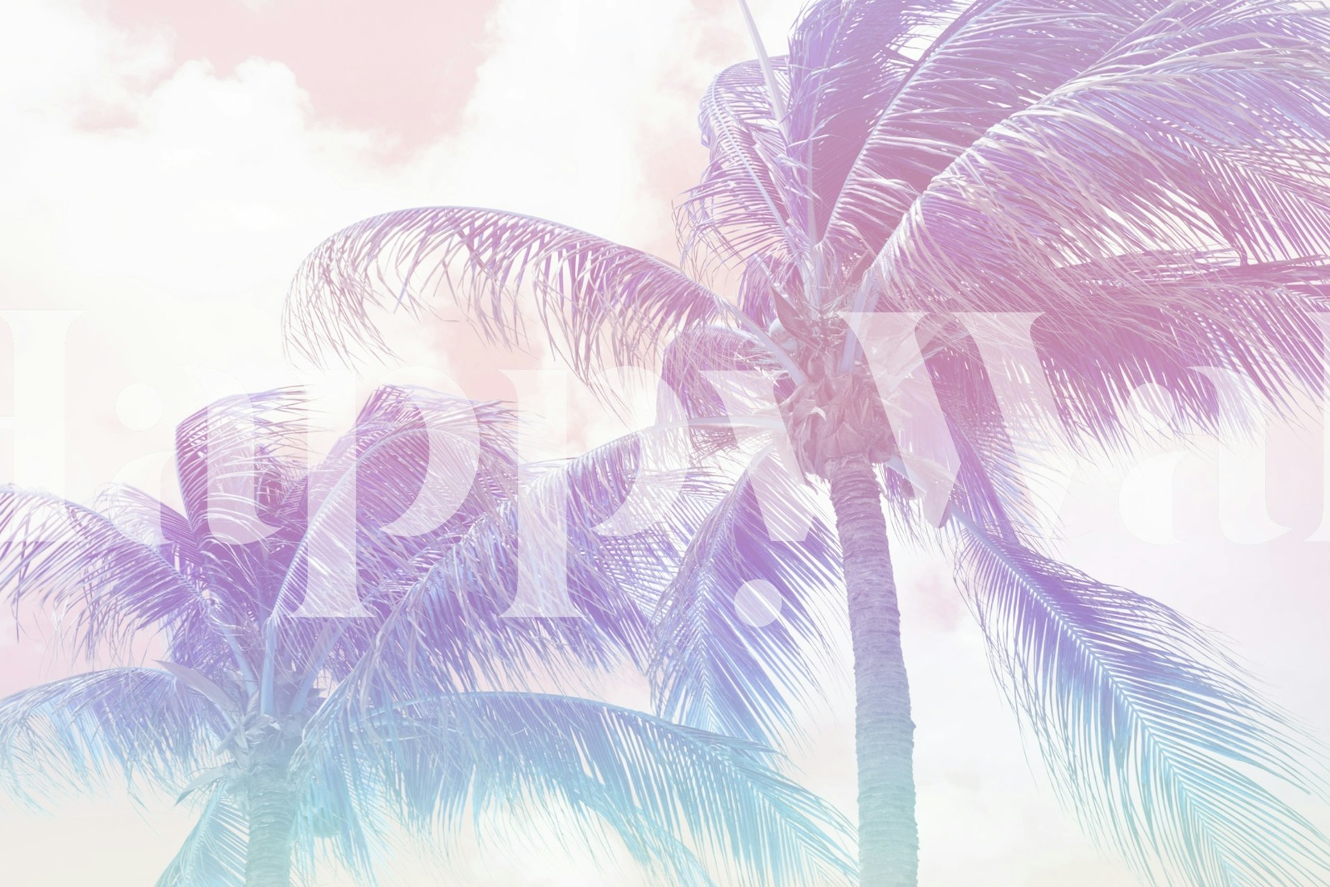 Papier peint Pastel Unicorn avec des palmiers d'été