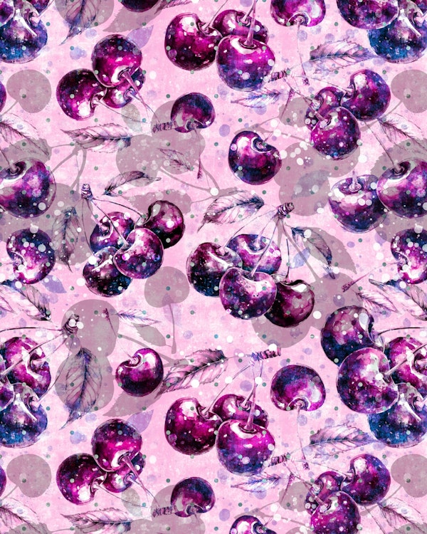 Cherries magical on pink lilac