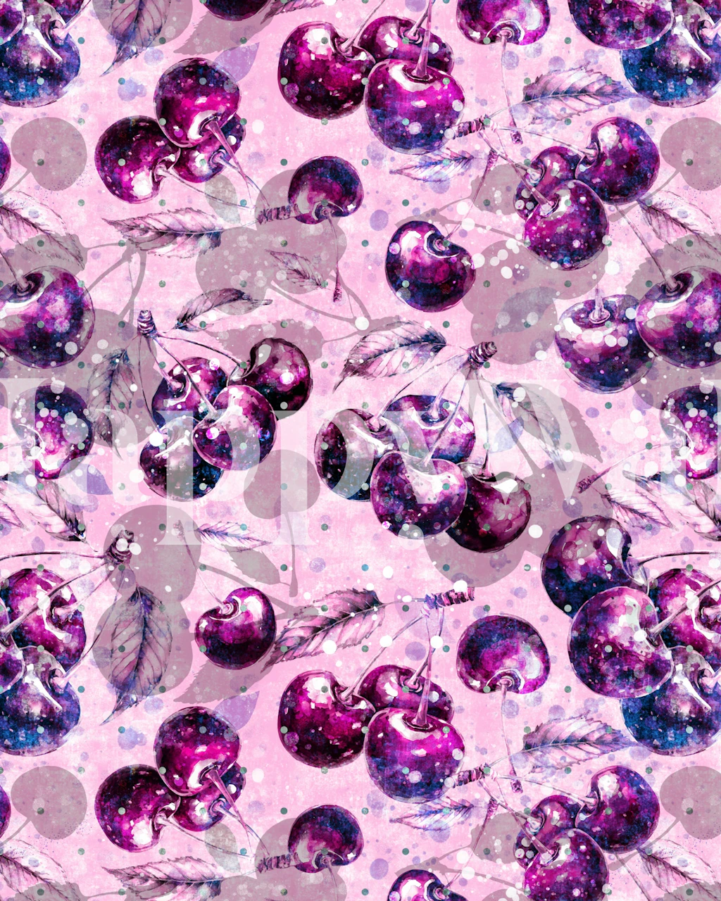 Fantasy-stil körsbär med glitter på en mjuk rosa väggmålning