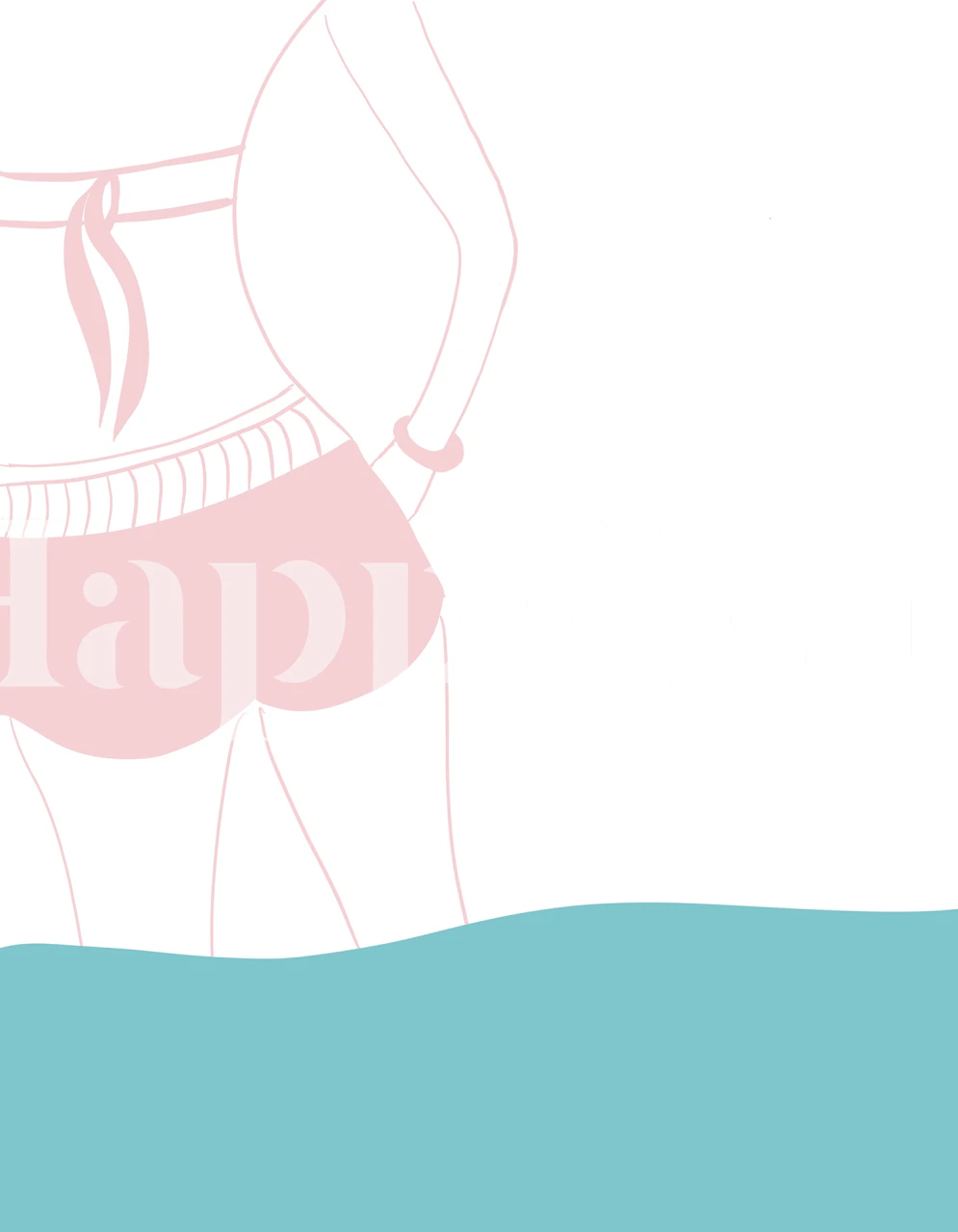 Stregbilleder af en drømmende kvinde mod havets baggrund