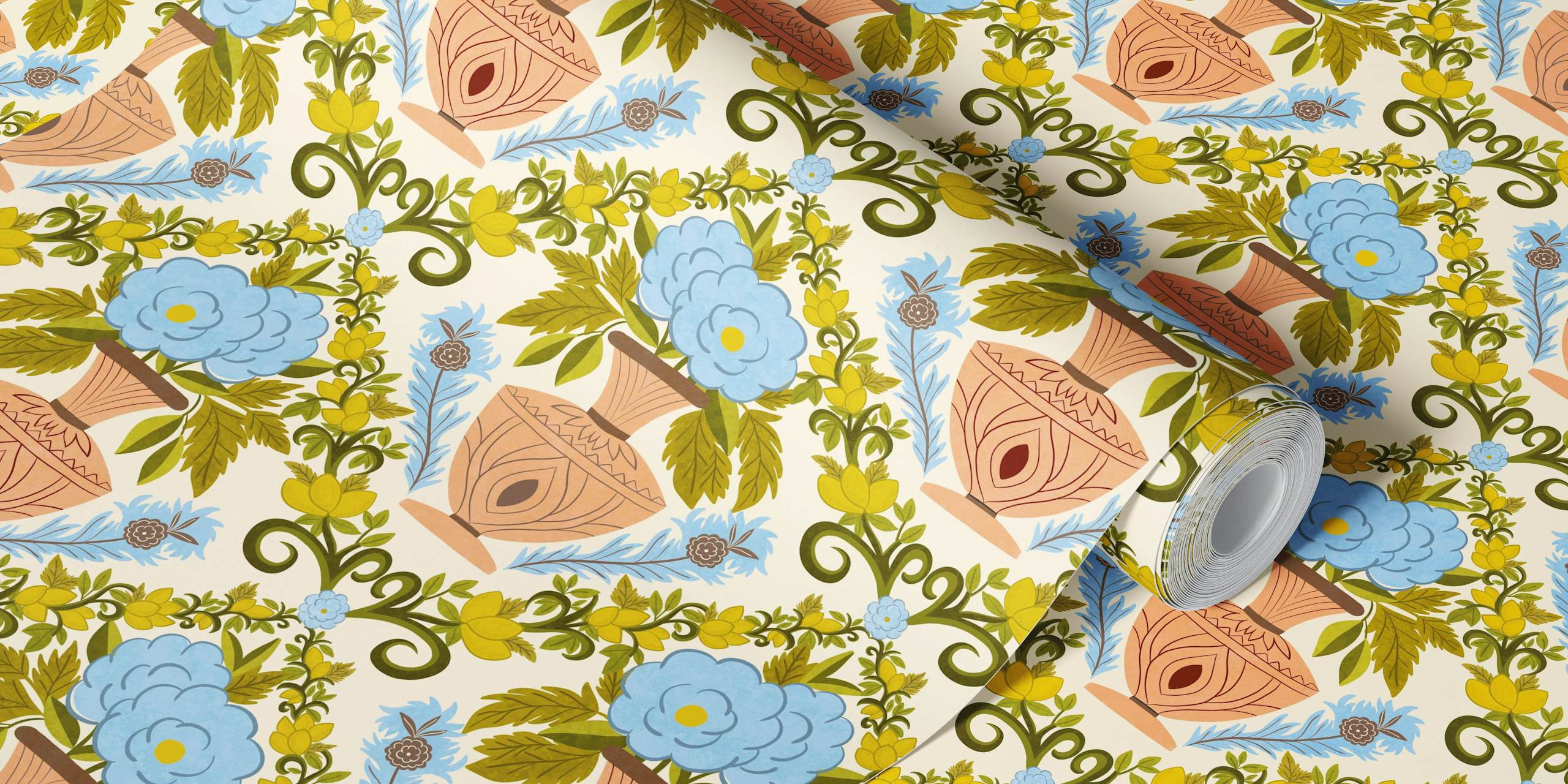 Italian Villa Wallpaper z wzorem cytrusów