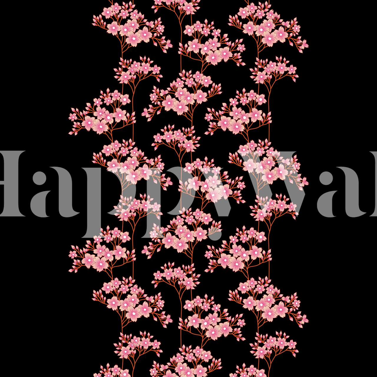 Pink blossoms wallpaper on black background