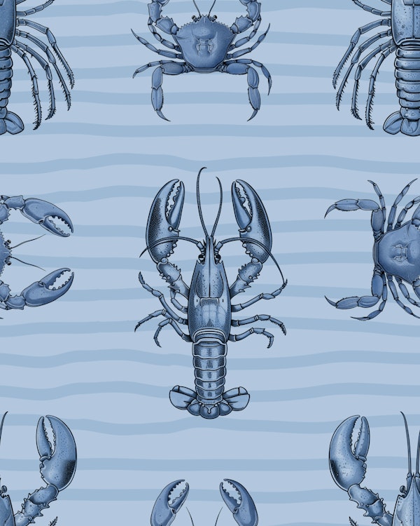 Lobster And Crabs Denim Blue