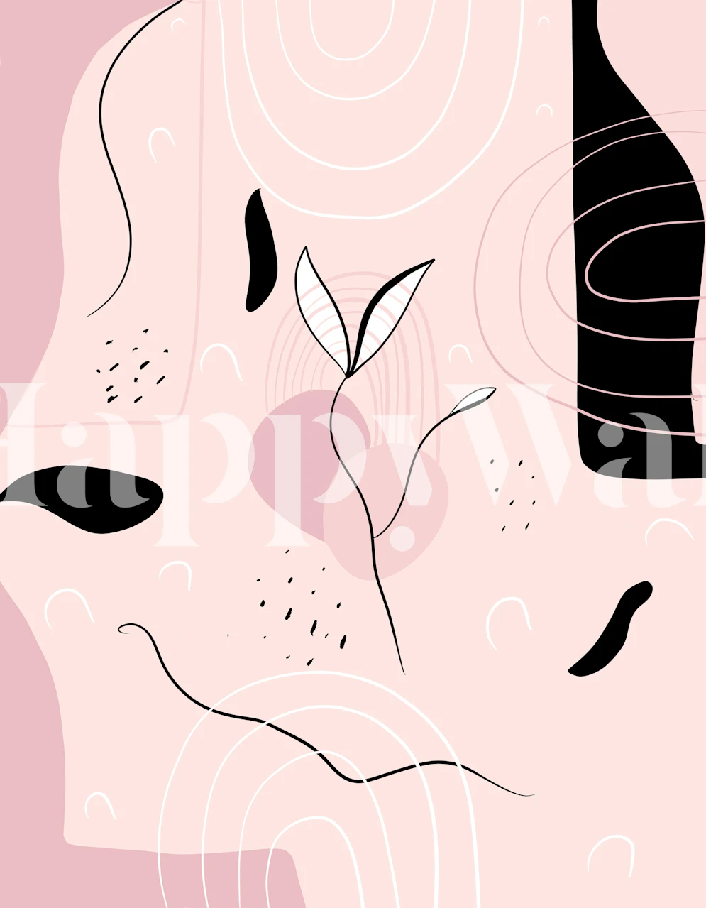 Abstract minimal wallpaper in a modern room