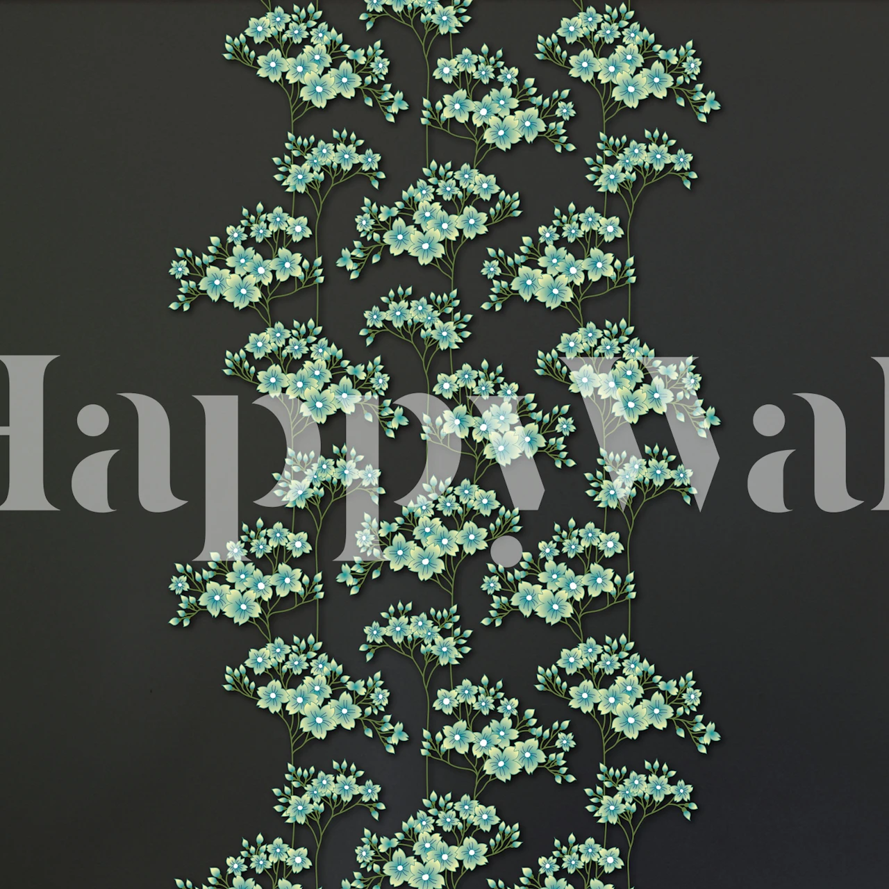 Blue Blossoms on Blackboard tapettisuunnittelu