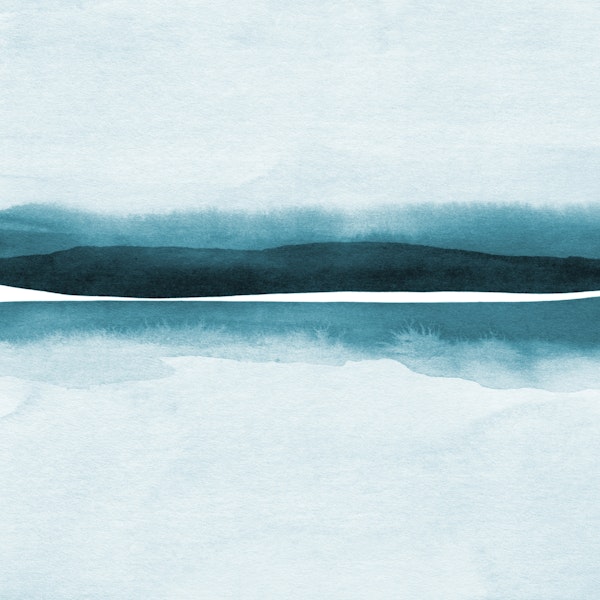 Watercolor landscape teal