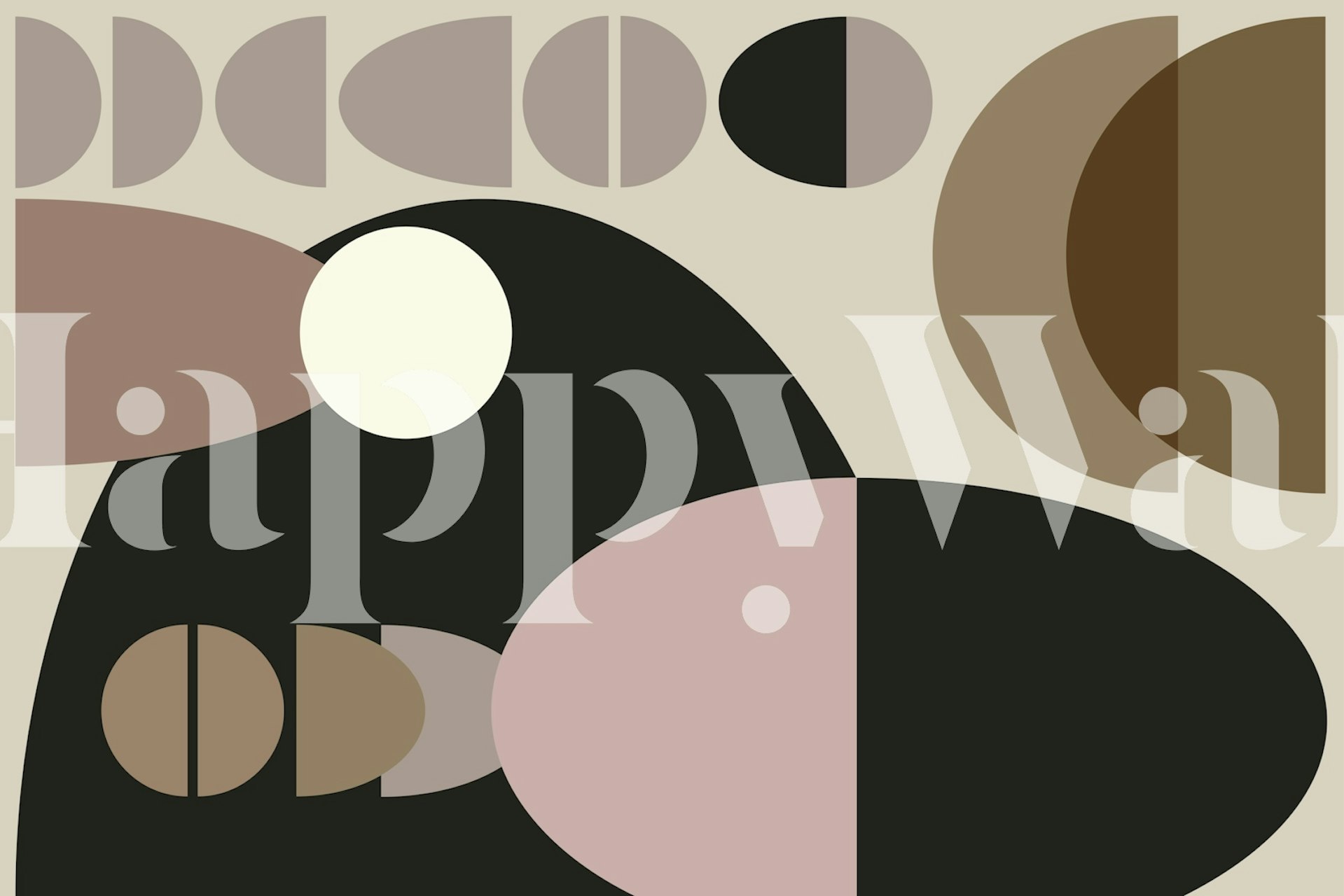 Moody neutral mid-century pebbles wallpaper in a room