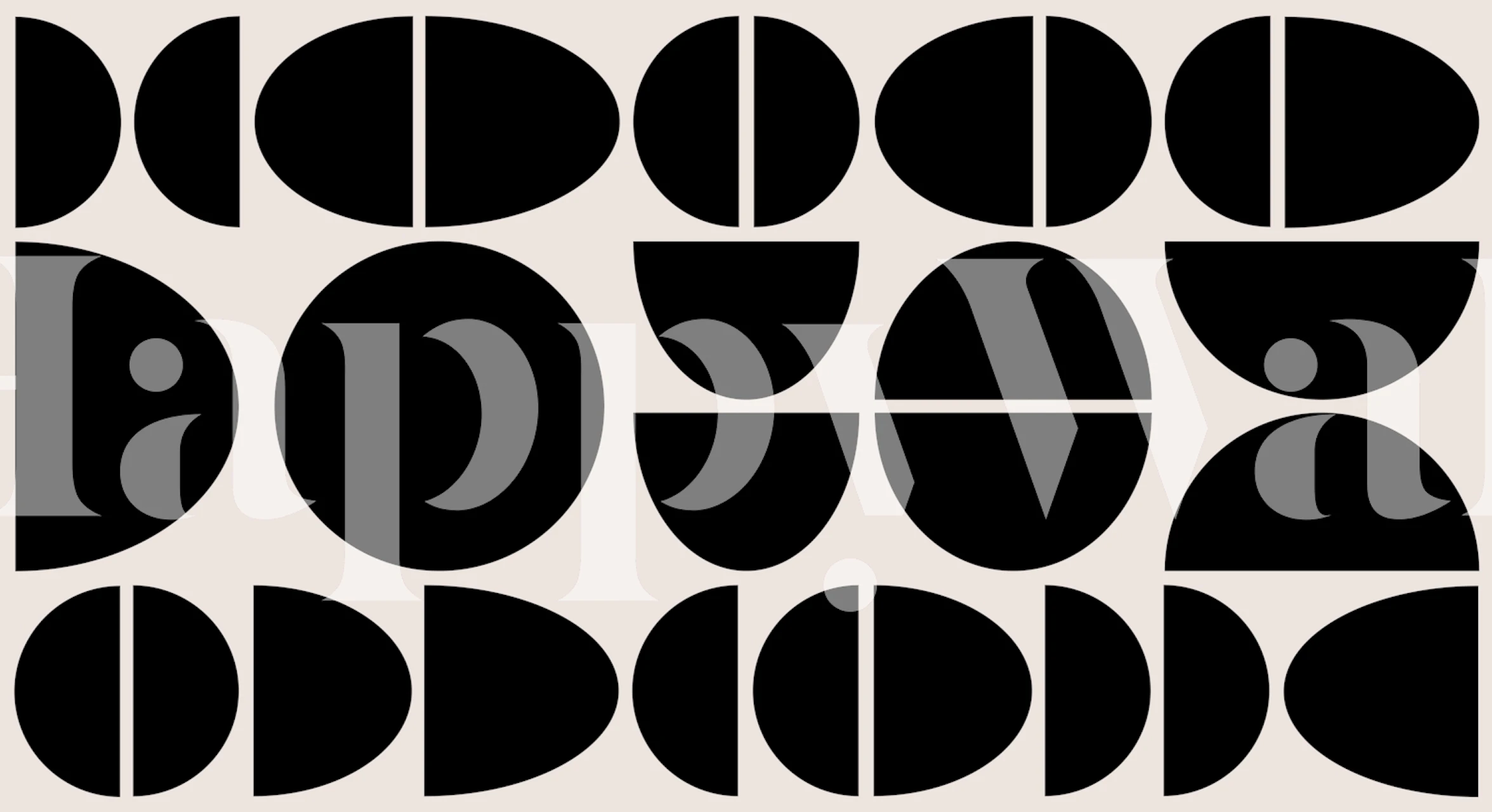 Black geometric circle shapes on a beige background wallpaper