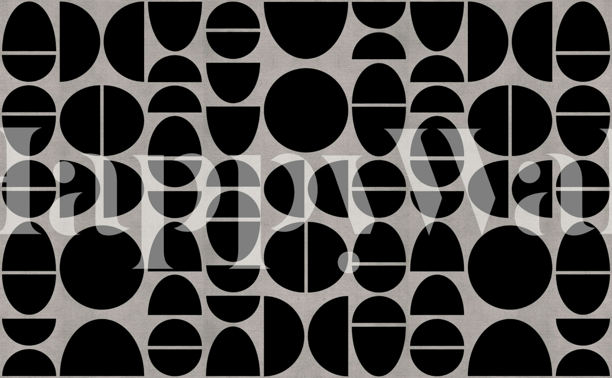 Monochroom organische Bauhaus Pebble Circle geometrische muur muurschildering