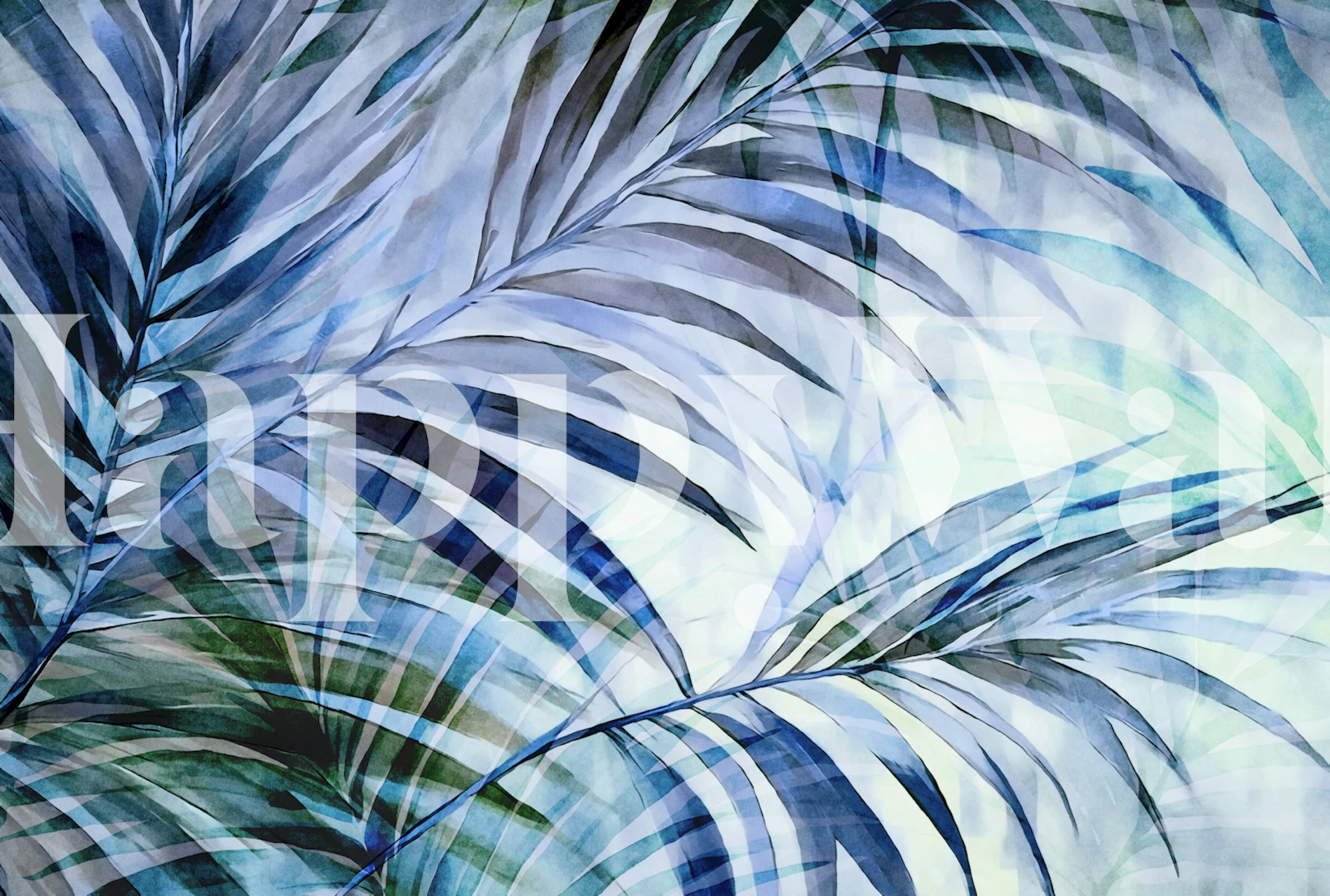 Blågrøn palme Cove vist i et værelse